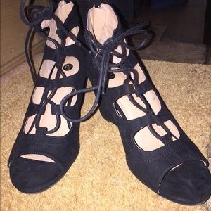 Dress Barn lace up wedge heels.